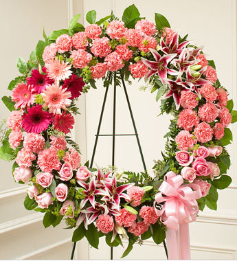 Serene Blessings Standing Wreath Bright - Pink