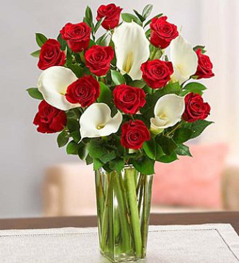 Stunning Red Rose and Calla Lily Bouquet